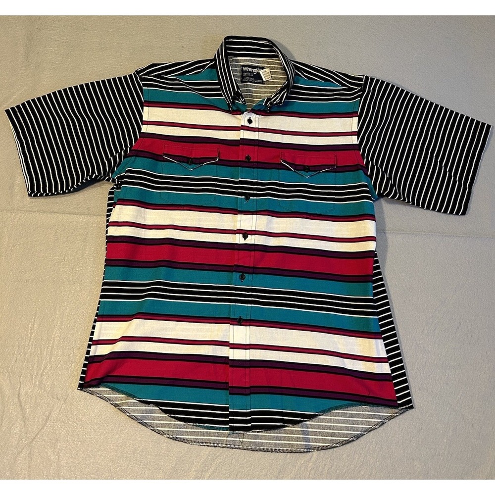 Wrangler Brushpopper Horizontal Stripes Two Tone Cowboy Cut X-Long Tails Sz 16.5